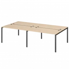 Бенч двойной на 4 рабочих места АМБ-002.60-4 Бук/Антрацит 2400x1236x760 Арго-М