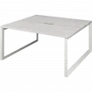 Бенч двойной на 2 рабочих места на металлокаркасе НТМП.О.Б2-160 Сосна винтер/Белый 1600x1496x750 Аргентум-МП