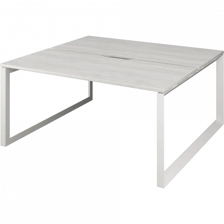 Бенч двойной на 2 рабочих места на металлокаркасе НТМП.О.Б2-160 Сосна винтер/Белый 1600x1496x750 Аргентум-МП