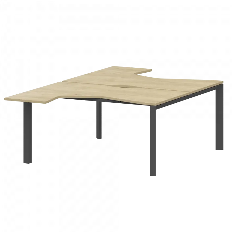 Бенч эргономичный на 2 рабочих места на металлокаркасе НТМП.П.Б2-040 Баттл Рок/Антрацит 1400x2036x750 Аргентум-МП