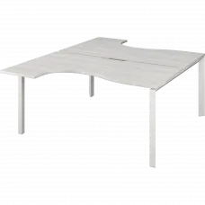 Бенч эргономичный на 2 рабочих места на металлокаркасе НТМП.П.Б2-040 Сосна винтер/Белый 1400x2036x750 Аргентум-МП