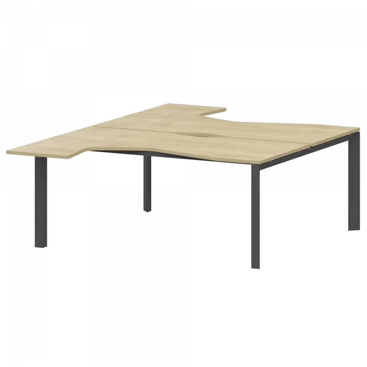 Бенч эргономичный на 2 рабочих места на металлокаркасе НТМП.П.Б2-060 Баттл Рок/Антрацит 1600x2036x750 Аргентум-МП