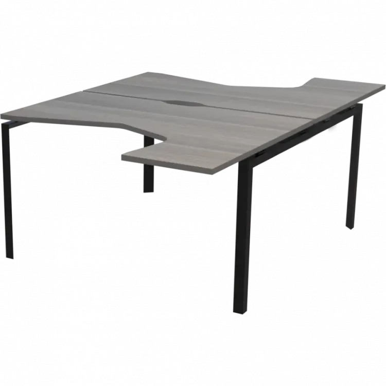 Бенч эргономичный на 2 рабочих места на металлокаркасе НТМП.П.Б2-040 Лиственница/Антрацит 1400x2036x750 Аргентум-МП