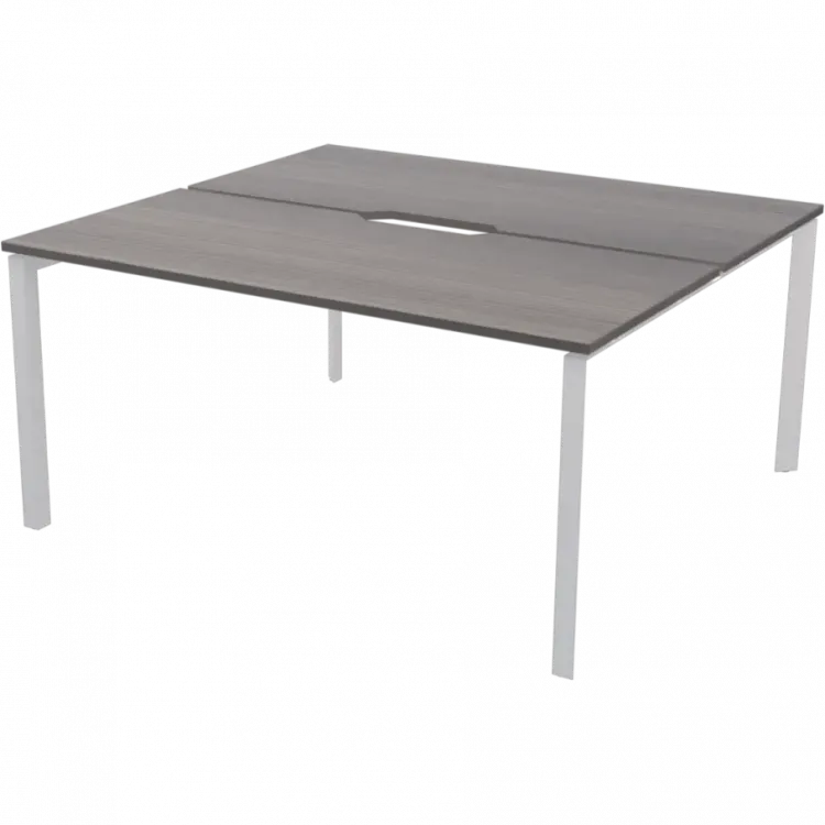 Бенч двойной на 2 рабочих места на металлокаркасе НТМП.П.Б2-180 Лиственница/Белый 1800x1496x750 Аргентум-МП