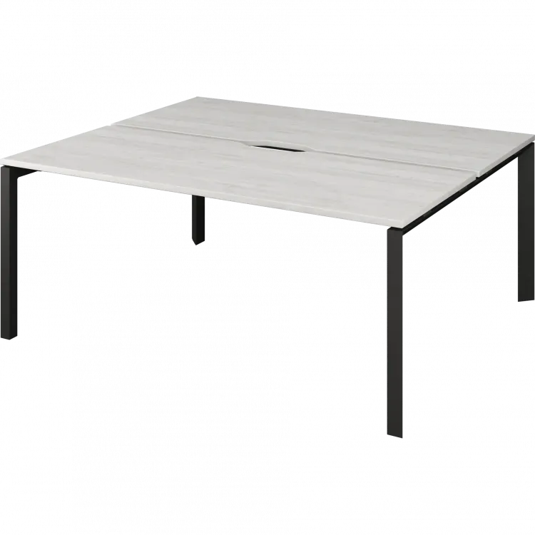 Бенч двойной на 2 рабочих места на металлокаркасе НТМП.П.Б2-180 Сосна винтер/Антрацит 1800x1496x750 Аргентум-МП