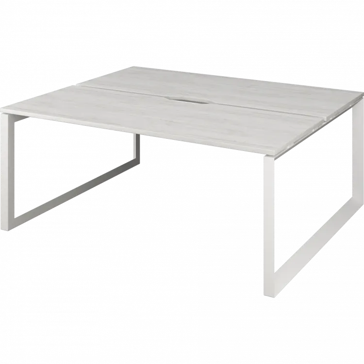 Бенч двойной на 2 рабочих места на металлокаркасе НТМП.О.Б2-180 Сосна винтер/Белый 1800x1496x750 Аргентум-МП