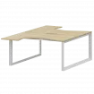 Бенч эргономичный на 2 рабочих места на металлокаркасе НТМП.О.Б2-040 Баттл Рок/Белый 1400x2036x750 Аргентум-МП