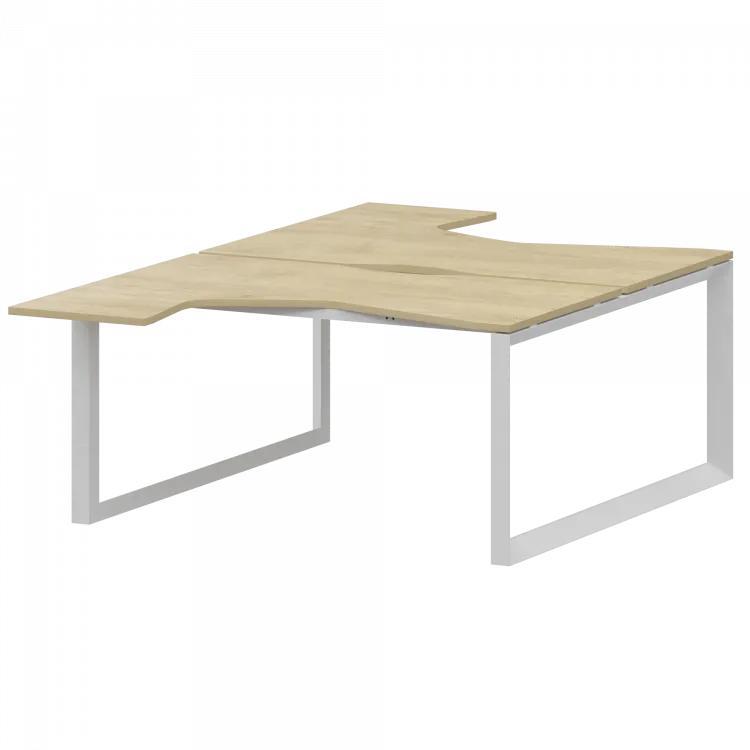 Бенч эргономичный на 2 рабочих места на металлокаркасе НТМП.О.Б2-040 Баттл Рок/Белый 1400x2036x750 Аргентум-МП