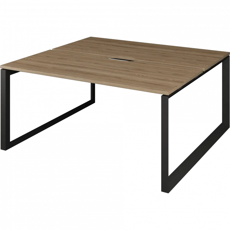 Бенч двойной на 2 рабочих места на металлокаркасе НТМП.О.Б2-140 Дуб сафари/Антрацит 1400x1496x750 Аргентум-МП