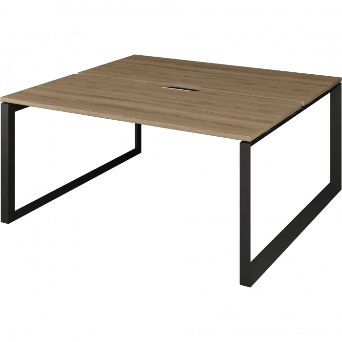 Бенч двойной на 2 рабочих места на металлокаркасе НТМП.О.Б2-160 Дуб сафари/Антрацит 1600x1496x750 Аргентум-МП