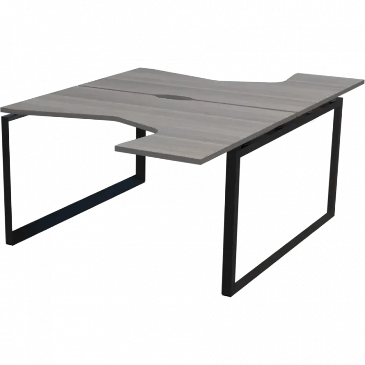 Бенч эргономичный на 2 рабочих места на металлокаркасе НТМП.О.Б2-040 Лиственница/Антрацит 1400x2036x750 Аргентум-МП