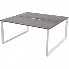 Бенч двойной на 2 рабочих места на металлокаркасе НТМП.О.Б2-180 Лиственница/Белый 1800x1496x750 Аргентум-МП