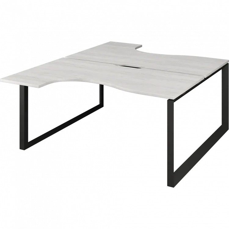 Бенч эргономичный на 2 рабочих места на металлокаркасе НТМП.О.Б2-040 Сосна винтер/Антрацит 1400x2036x750 Аргентум-МП