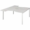 Бенч эргономичный на 2 рабочих места на металлокаркасе НТМП.П.Б2-060 Сосна винтер/Белый 1600x2036x750 Аргентум-МП