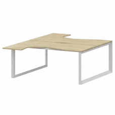 Бенч эргономичный на 2 рабочих места на металлокаркасе НТМП.О.Б2-060 Баттл Рок/Белый 1600x2036x750 Аргентум-МП