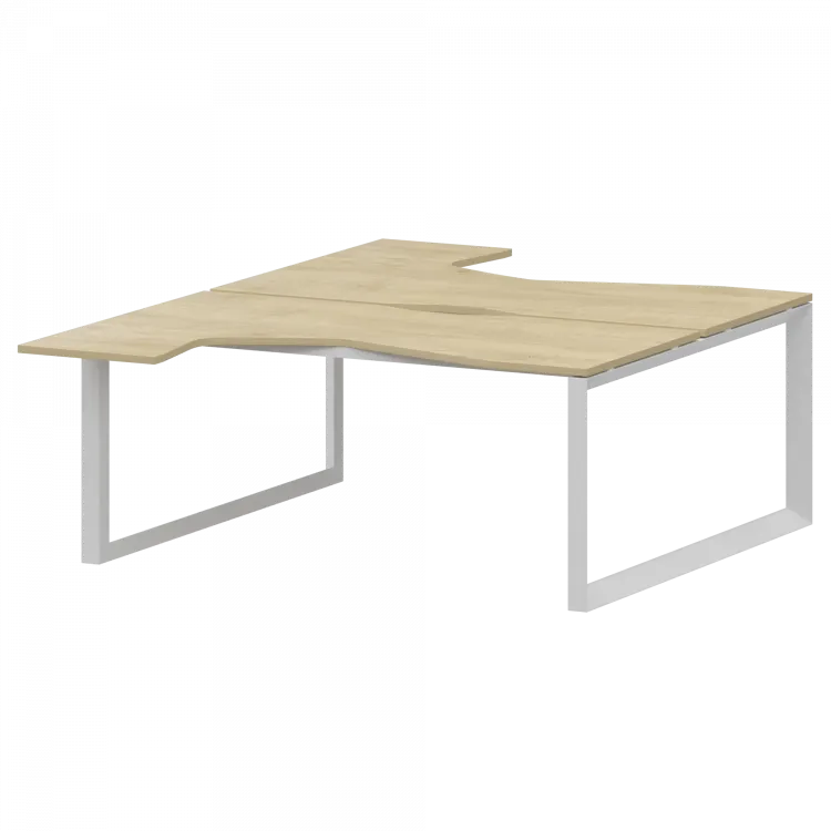 Бенч эргономичный на 2 рабочих места на металлокаркасе НТМП.О.Б2-060 Баттл Рок/Белый 1600x2036x750 Аргентум-МП