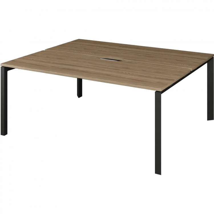 Бенч двойной на 2 рабочих места на металлокаркасе НТМП.П.Б2-200 Дуб сафари/Антрацит 2000x1496x750 Аргентум-МП