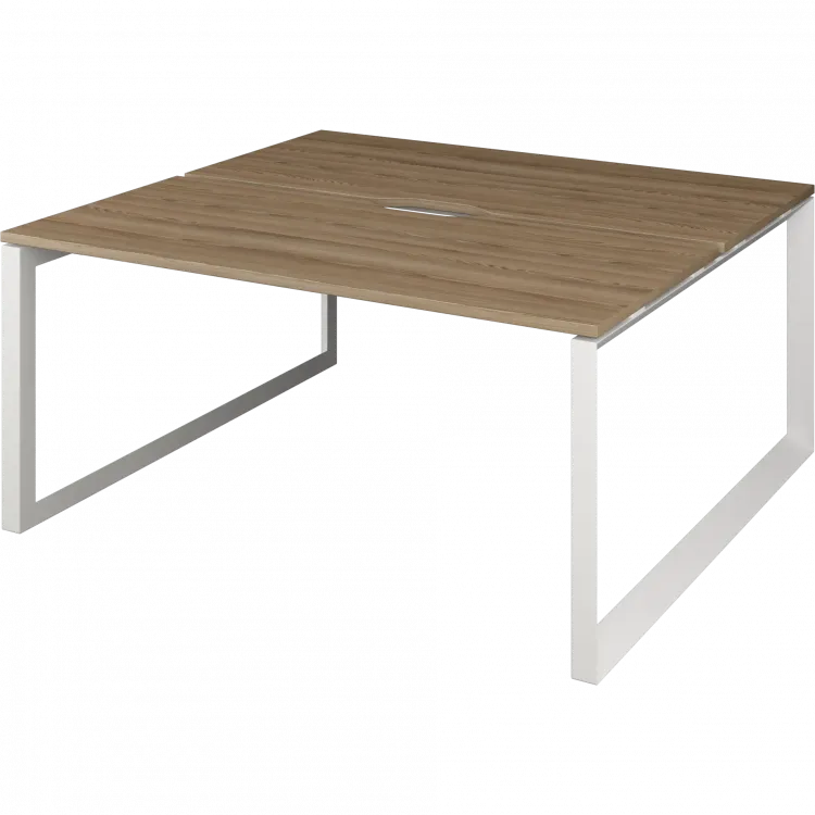 Бенч двойной на 2 рабочих места на металлокаркасе НТМП.О.Б2-160 Дуб сафари/Белый 1600x1496x750 Аргентум-МП