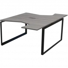 Бенч эргономичный на 2 рабочих места на металлокаркасе НТМП.О.Б2-060 Лиственница/Антрацит 1600x2036x750 Аргентум-МП