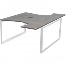 Бенч эргономичный на 2 рабочих места на металлокаркасе НТМП.О.Б2-040 Лиственница/Белый 1400x2036x750 Аргентум-МП