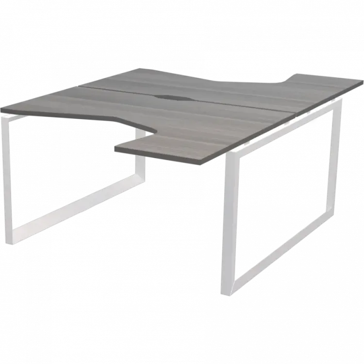 Бенч эргономичный на 2 рабочих места на металлокаркасе НТМП.О.Б2-040 Лиственница/Белый 1400x2036x750 Аргентум-МП