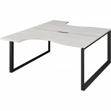 Бенч эргономичный на 2 рабочих места на металлокаркасе НТМП.О.Б2-060 Сосна винтер/Антрацит 1600x2036x750 Аргентум-МП