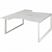 Бенч эргономичный на 2 рабочих места на металлокаркасе НТМП.О.Б2-040 Сосна винтер/Белый 1400x2036x750 Аргентум-МП