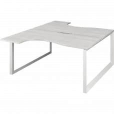 Бенч эргономичный на 2 рабочих места на металлокаркасе НТМП.О.Б2-040 Сосна винтер/Белый 1400x2036x750 Аргентум-МП