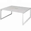 Бенч двойной на 2 рабочих места на металлокаркасе НТМП.О.Б2-200 Сосна винтер/Белый 2000x1496x750 Аргентум-МП