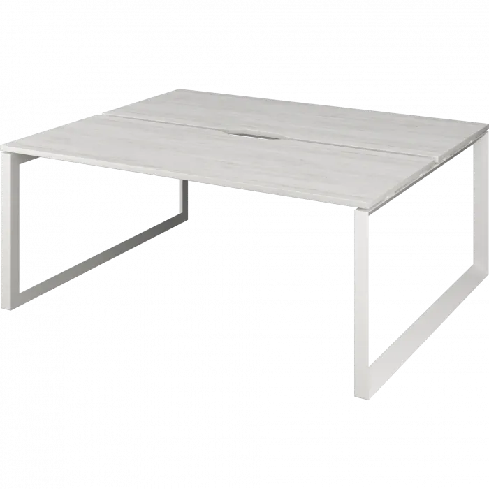 Бенч двойной на 2 рабочих места на металлокаркасе НТМП.О.Б2-200 Сосна винтер/Белый 2000x1496x750 Аргентум-МП