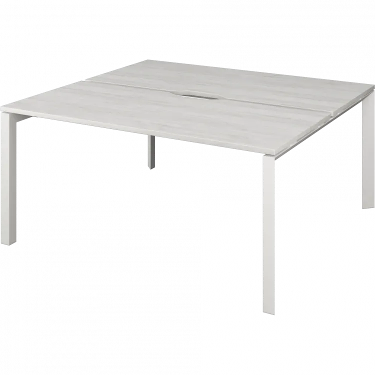 Бенч двойной на 2 рабочих места на металлокаркасе НТМП.П.Б2-120 Сосна винтер/Белый 1200x1496x750 Аргентум-МП