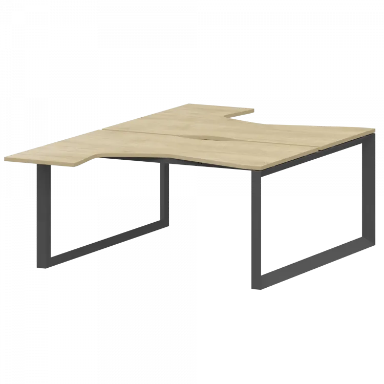 Бенч эргономичный на 2 рабочих места на металлокаркасе НТМП.О.Б2-040 Баттл Рок/Антрацит 1400x2036x750 Аргентум-МП