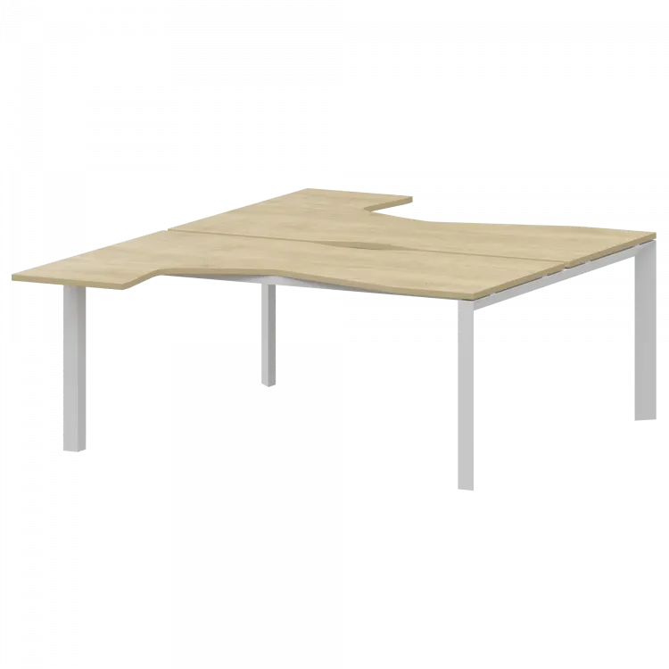 Бенч эргономичный на 2 рабочих места на металлокаркасе НТМП.П.Б2-060 Баттл Рок/Белый 1600x2036x750 Аргентум-МП