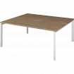 Бенч двойной на 2 рабочих места на металлокаркасе НТМП.П.Б2-200 Дуб сафари/Белый 2000x1496x750 Аргентум-МП