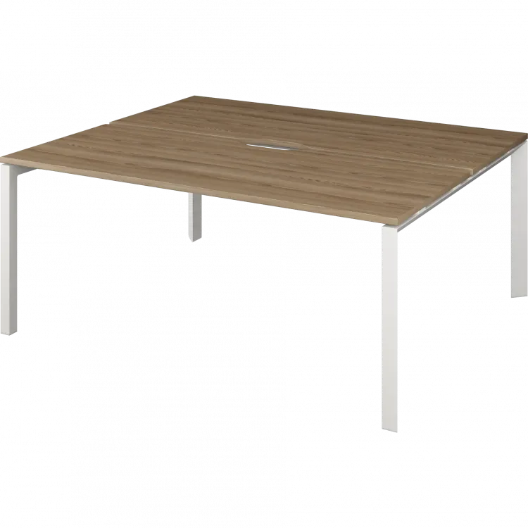 Бенч двойной на 2 рабочих места на металлокаркасе НТМП.П.Б2-200 Дуб сафари/Белый 2000x1496x750 Аргентум-МП