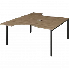 Бенч эргономичный на 2 рабочих места на металлокаркасе НТМП.П.Б2-060 Дуб сафари/Антрацит 1600x2036x750 Аргентум-МП