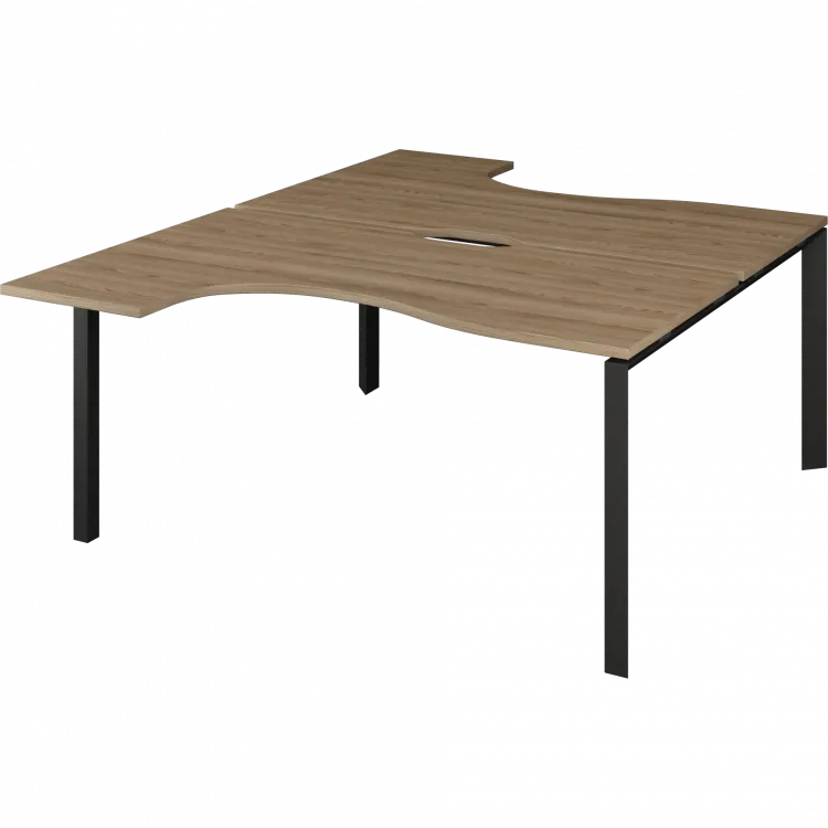 Бенч эргономичный на 2 рабочих места на металлокаркасе НТМП.П.Б2-060 Дуб сафари/Антрацит 1600x2036x750 Аргентум-МП