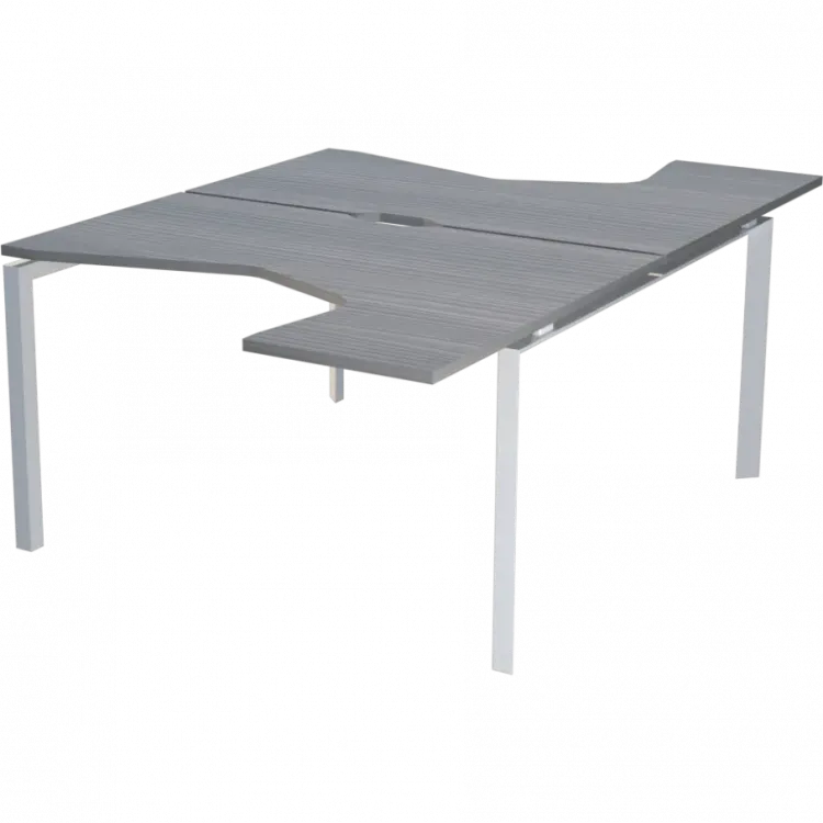 Бенч эргономичный на 2 рабочих места на металлокаркасе НТМП.П.Б2-060 Лиственница/Белый 1600x2036x750 Аргентум-МП