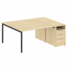 Metal System Quattro Рабочая станция с тумбой на П-образном м/к 40БП.РС-СТП-2.3 Акация Лорка/Металл