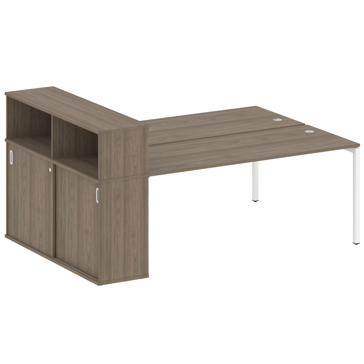 Metal System Quattro Рабочая станция с шкафом-купе на П-образном м/к 40БП.РС-СШК-2.5 Т Вяз Благородн