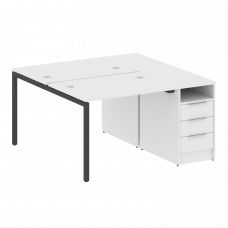 Metal System Quattro Рабочая станция с тумбой на П-образном м/к 40БП.РС-СТП-2.1 Белый/Металл Антраци