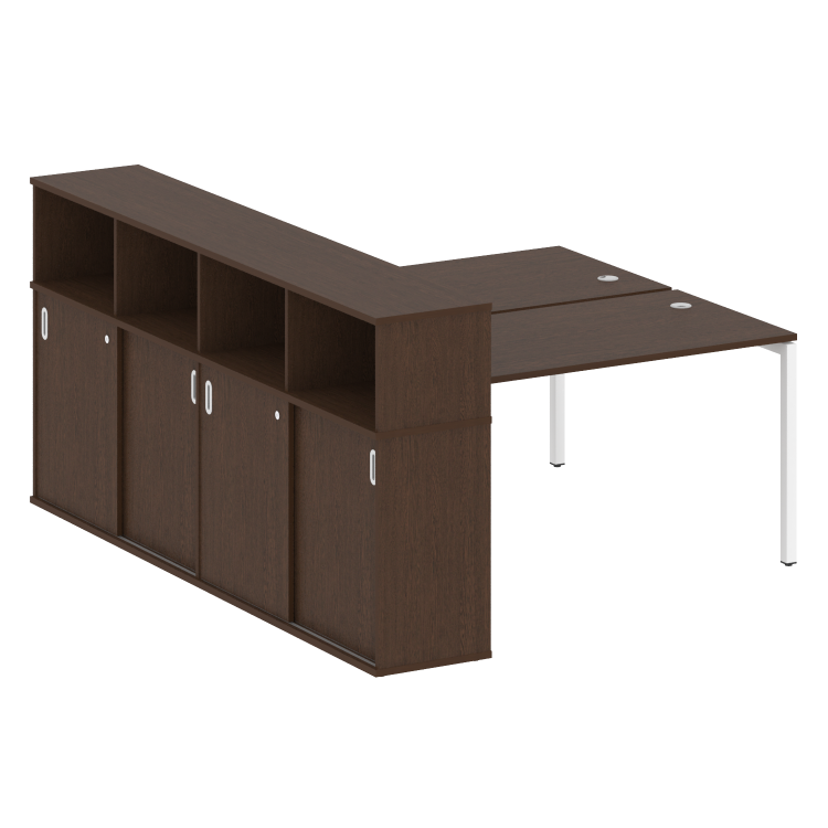 Metal System Quattro Рабочая станция с шкафом-купе на П-образном м/к 40БП.РС-СШК-4.3 Т Венге Цаво/Ме