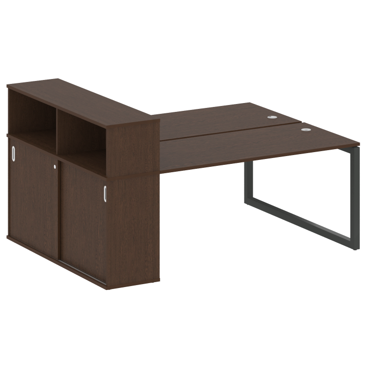 Metal System Quattro Рабочая станция с шкафом-купе на О-образном м/к 50БО.РС-СШК-2.4 Т Венге Цаво/Ме