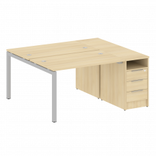 Metal System Quattro Рабочая станция с тумбой на П-образном м/к 50БП.РС-СТП-2.2 Акация Лорка/Металл