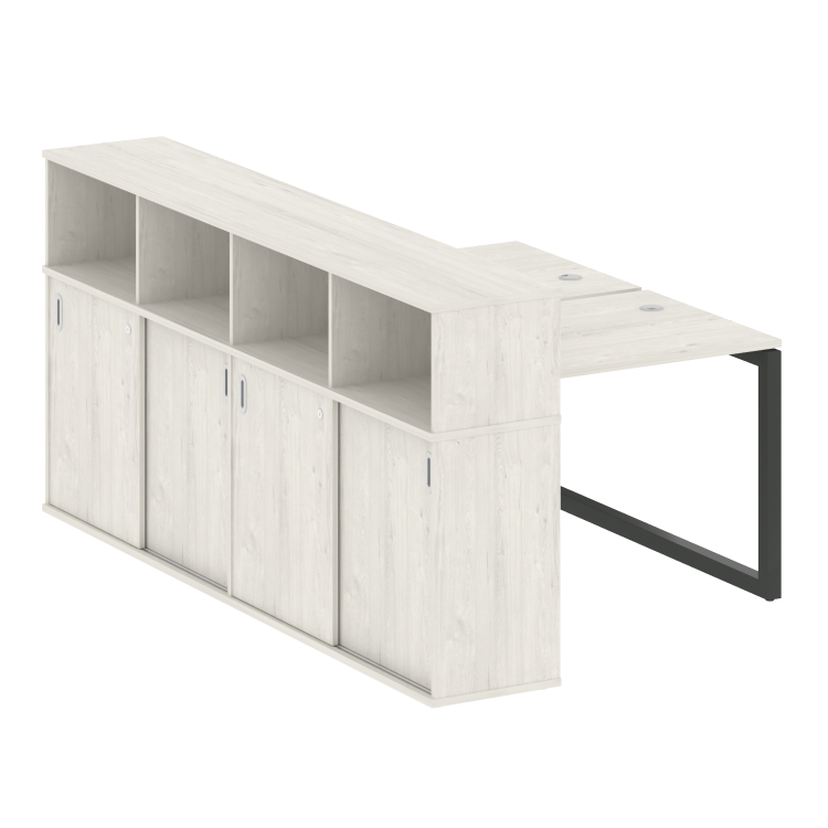 Metal System Quattro Рабочая станция с шкафом-купе на О-образном м/к 50БО.РС-СШК-4.1 Т Дуб Наварра/М