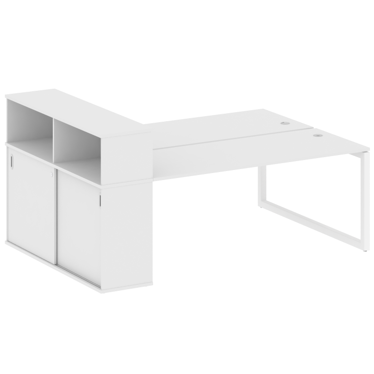 Metal System Quattro Рабочая станция с шкафом-купе на О-образном м/к 50БО.РС-СШК-2.5 Т Белый/Металл