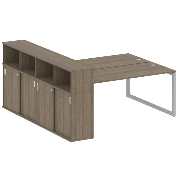 Metal System Quattro Рабочая станция с шкафом-купе на О-образном м/к 50БО.РС-СШК-4.5 Т Вяз Благородн