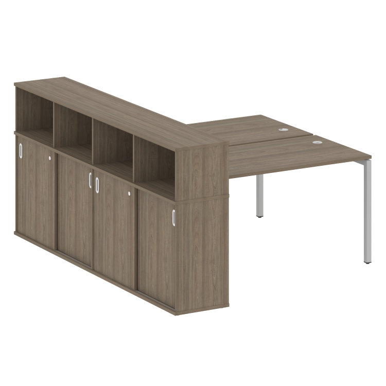Metal System Quattro Рабочая станция с шкафом-купе на П-образном м/к 40БП.РС-СШК-4.3 Т Вяз Благородн
