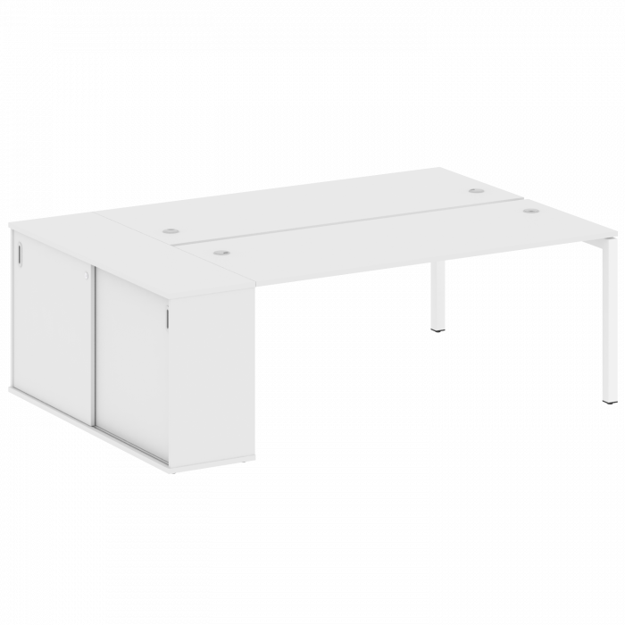 Metal System Quattro Рабочая станция с шкафом-купе на П-образном м/к 50БП.РС-СШК-1.5 Т Белый/Металл