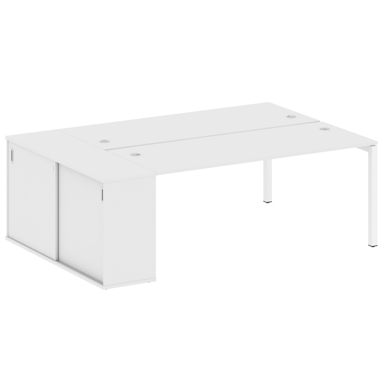 Metal System Quattro Рабочая станция с шкафом-купе на П-образном м/к 50БП.РС-СШК-1.5 Т Белый/Металл